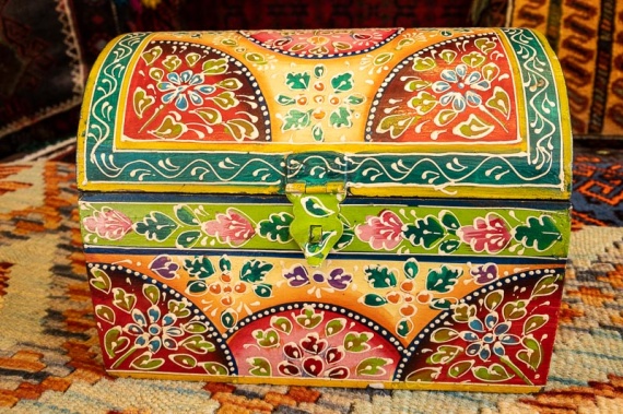 Indian Hand Painted Storage Box - Sunset